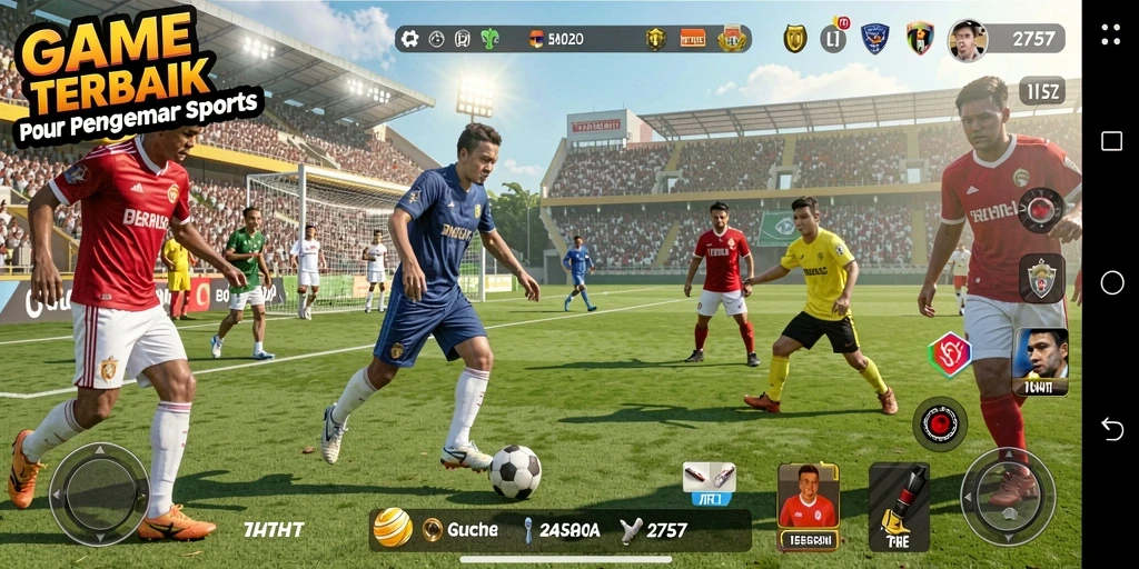Tampilan gameplay yang mendebarkan dalam 2757 di arena olahraga.