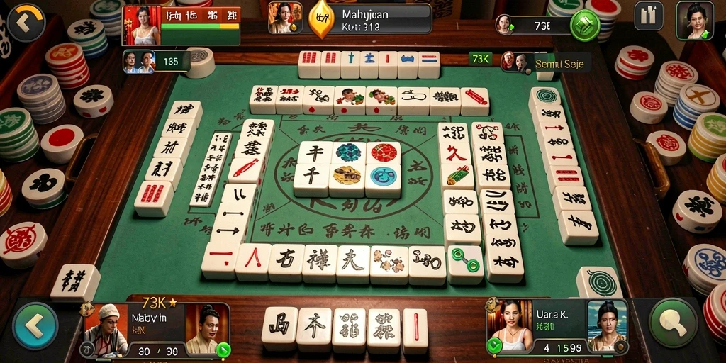 Tampilan gameplay menarik dari permainan Mahjong 73K.