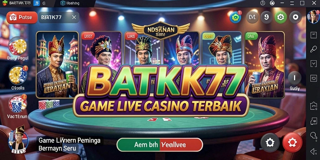 Screenshot gameplay Live Casino BATIK77 menampilkan dealer langsung dan suasana kasino yang mendebarkan.