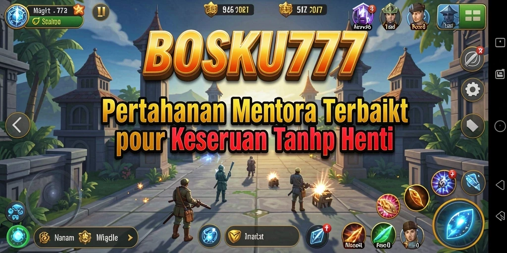 Screenshot BOSKU777 menampilkan aksi seru dalam pertahanan menara.
