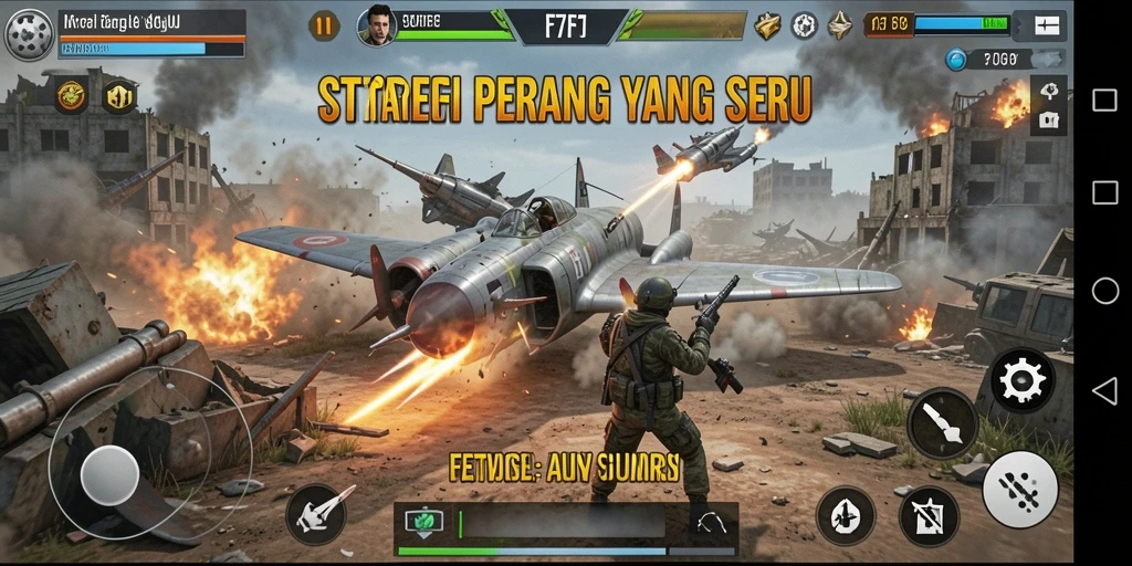 Screenshot F7F7 menampilkan aksi strategy seru di medan perang.