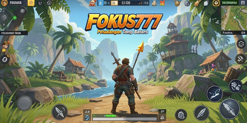 Screenshot gameplay FOKUS777 menunjukkan dunia terbuka yang menakjubkan.