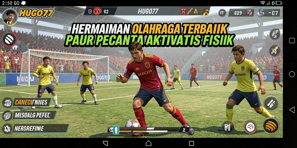 Screenshot yang menunjukkan aksi intens dalam pertandingan olahraga.