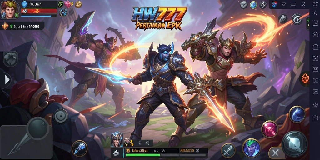 Tangkapan layar dari gameplay mendebarkan di dunia MOBA HW777.