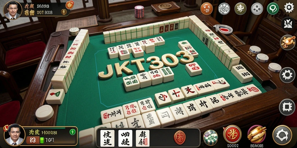 Tampilan gameplay seru dalam JKT303 yang menghadirkan permainan Mahjong klasik.