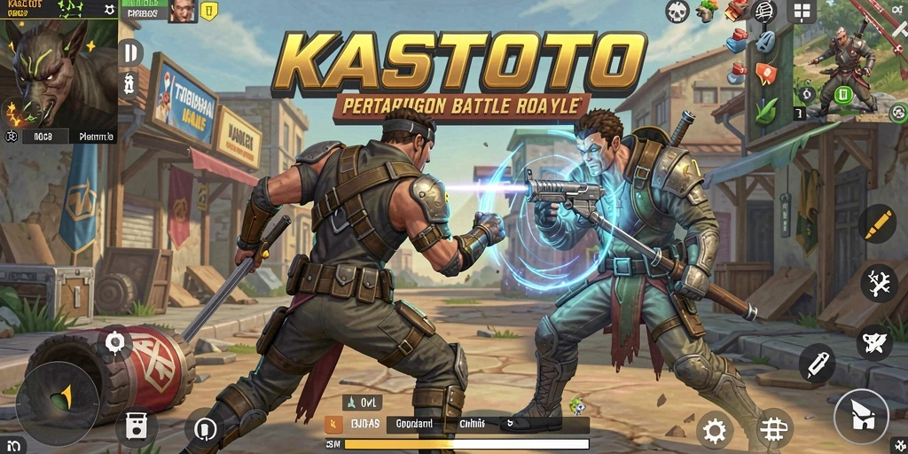 Screenshot KASTOTO menunjukkan aksi seru di medan perang Battle Royale.