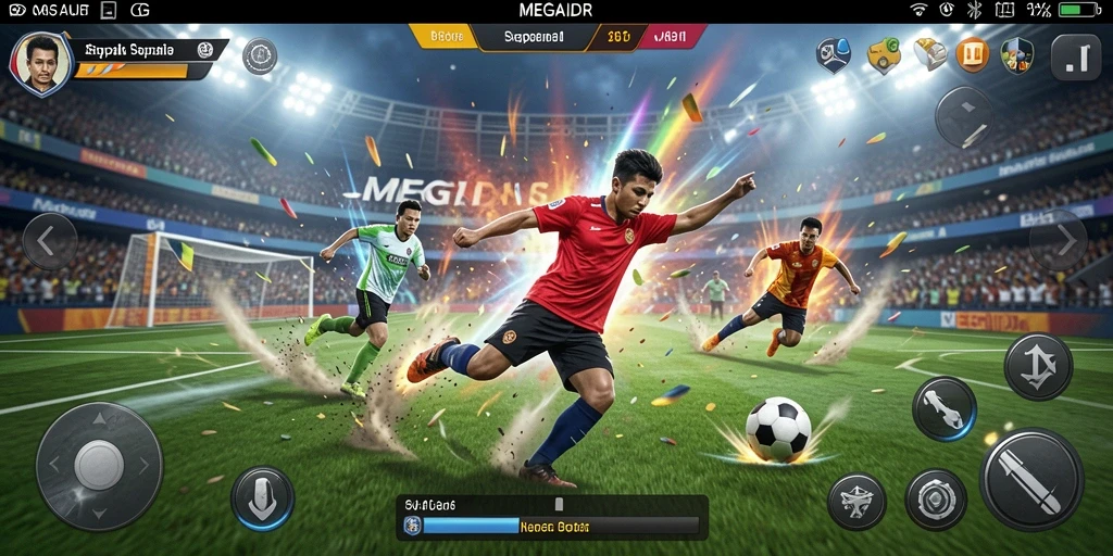 Screenshot gameplay <strong>MEGAIDR</strong> yang menunjukkan aksi mendebarkan di lapangan.