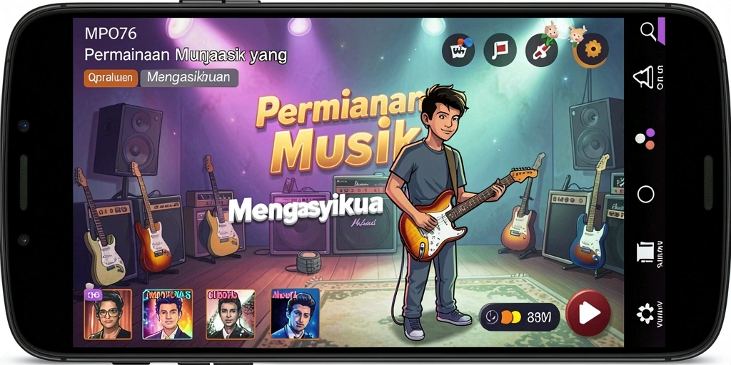 Screenshot MPO76 menampilkan gameplay seru dengan berbagai lagu yang dapat dimainkan.