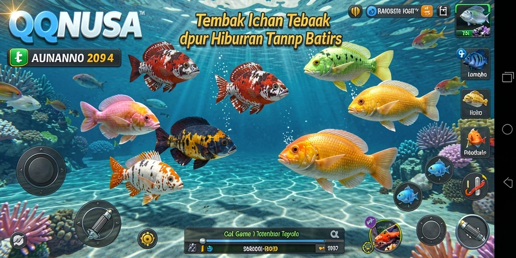 Tampilan menawan gameplay QQNUSA saat menembak ikan.
