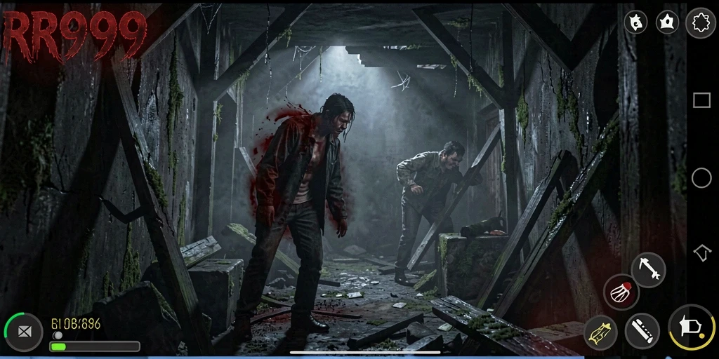 Tangkapan layar gameplay RR999 menunjukkan suasana menegangkan dengan hantu yang menyeramkan.