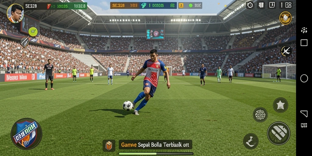 Tangkapan layar SE328 menunjukkan aksi seru dari permainan sepak bola.