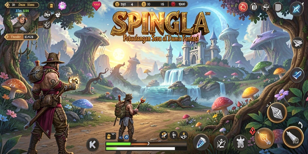 Screenshot gameplay SPINGILA yang menampilkan aksi petualangan yang mendebarkan.