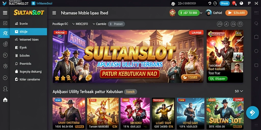 Screenshot SULTANSLOT menampilkan antarmuka aplikasi Utility yang menarik dan user-friendly.