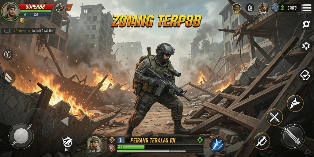 Tampilan seru gameplay SUPER88 di arena Battle Royale.