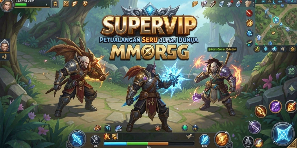 Tangkapan layar gameplay SUPERVIP menampilkan pertempuran seru dalam dunia MMORPG.