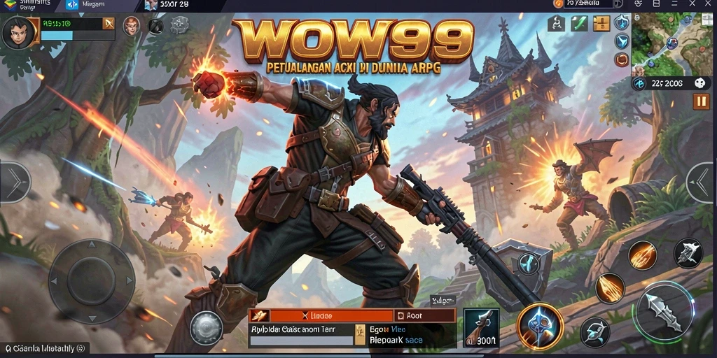 Screenshot gameplay <strong>WOW99</strong> menampilkan pertempuran epik dan dunia yang kaya.